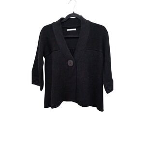 Miss Me Collection Black Button Front Knit Cardigan Sweater 3/4 Sleeves S